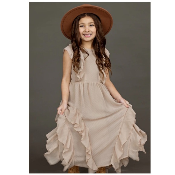 Joyfolie | Cottagecore Photo Shoot Tiered Maxi Sylviane Dress in Light Taupe | 5 - Picture 1 of 15